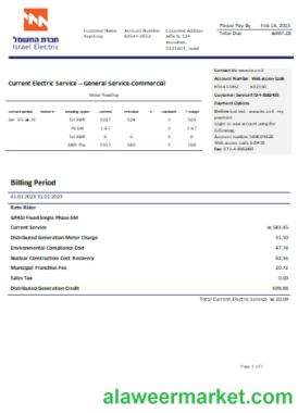 Electric Corporation utility business bill SCR